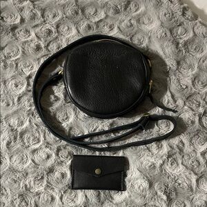 Portland Leather Black Crossbody Bag with Adjustable Strap